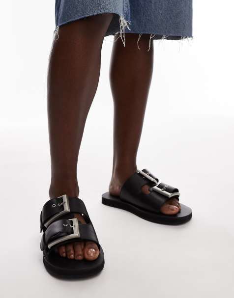 Topshop - Kiara - Sandales en cuir avec grosses boucles - Noir - view 1