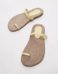 [Topshop] Topshop Kik real leather toe loop flat sandals in buttermilk yellow 38 YELLOW