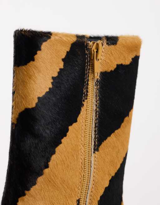 Topshop Kiki bottines à talon cône imprimé zèbre en cuir véritable, 3 de 4