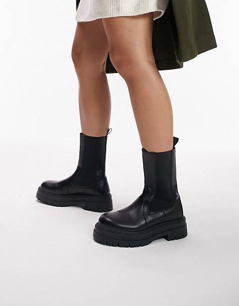 Chaussures Bottes Chelsea Boots Zara Chelsea Boot noir style d\u00e9contract\u00e9 