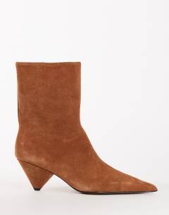 Kiki cone heel ankle boot in chestnut suede