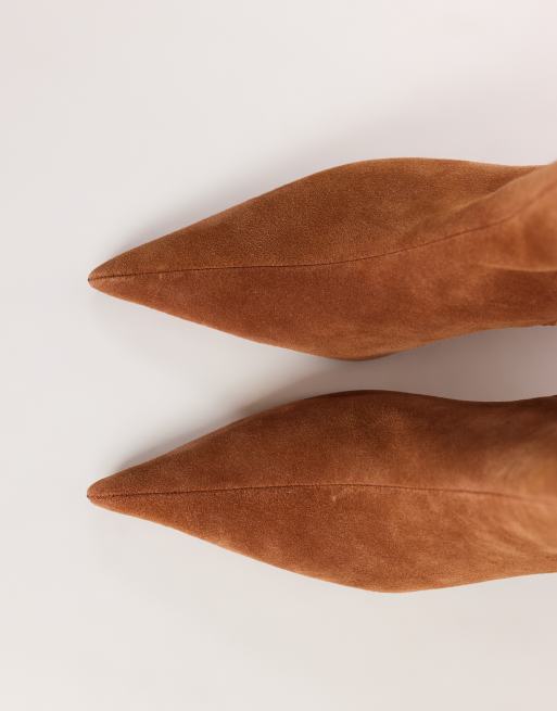 Topshop Kiki cone heel ankle boot in chestnut suede, 3 of 4