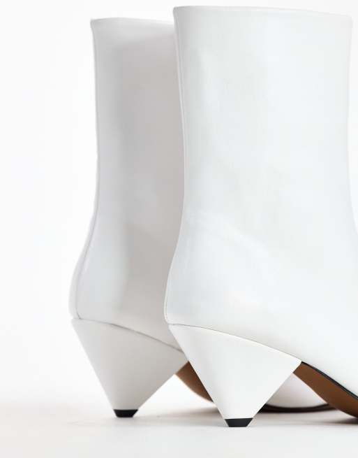 Topshop Kiki cone heel ankle boot in off white, 4 of 4