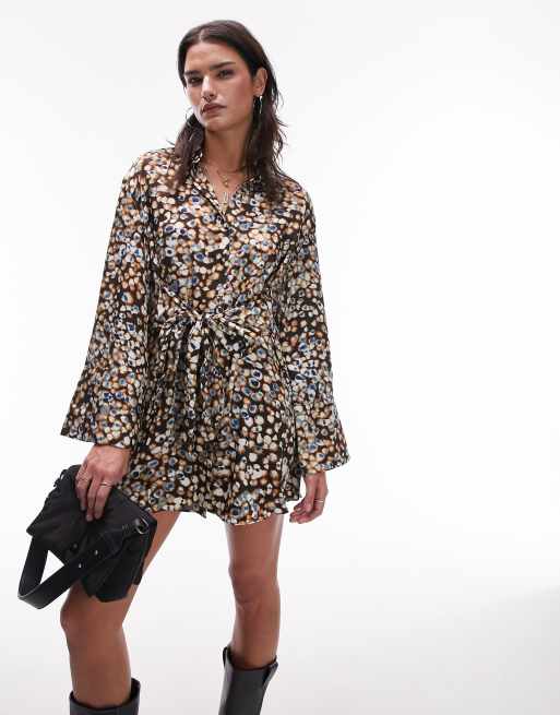 Leopard print shirt dress cheap topshop