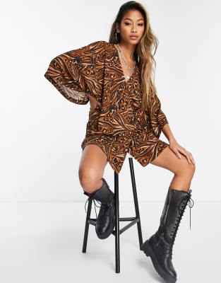 leopard print kimono dress