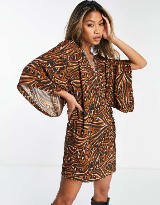 Kimono sleeve 2024 mini dress