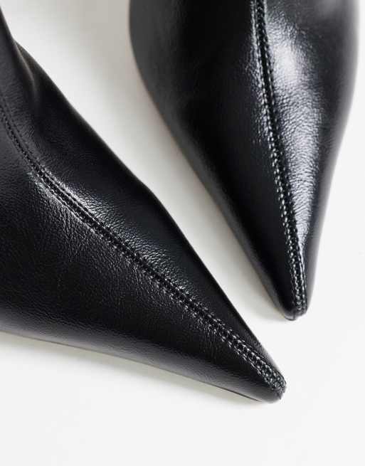 Topshop Kimora spetsiga ankelboots med klack i svart, 4 av 4