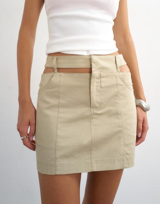 Topshop kjol med cut away-detalj i stenfärg, 4 av 5