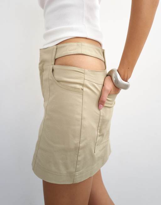 Topshop kjol med cut away-detalj i stenfärg, 5 av 5
