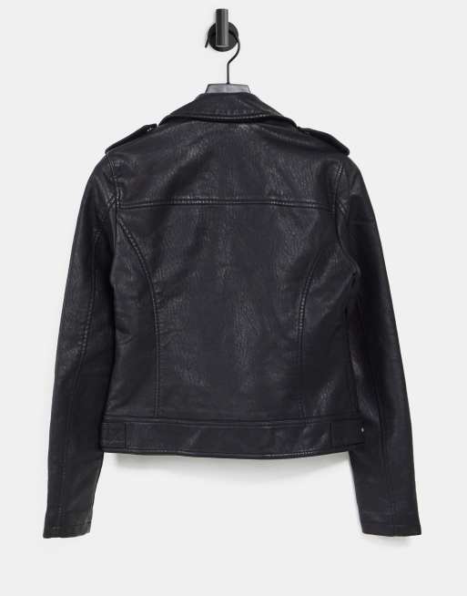 Topshop - Klassiek bikerjack van imitatieleer in zwart, 2 van 4