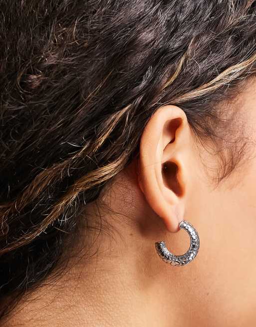 Topshop - Kleine oorringen met textuur in zilver