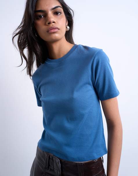 Topshop – Knappes T-Shirt für jeden Tag in Air-Force-Blau - view 1