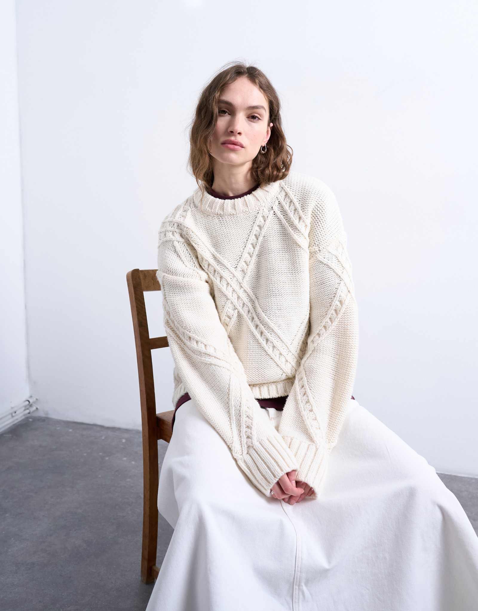 Вязаный свитер Topshop из аргайла кремового цвета