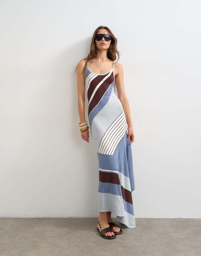 asymmetric striped dress Topshop - Maxi - Women - Viscose/Polybutylene Terephthalate - L Machine Washable Loft Stripe Homecoming Best Selling Goddiva Floral Print A Select size:Medium