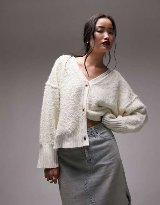 Topshop ivory shop boucle coat