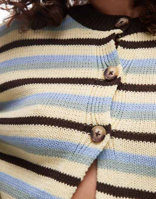 Topshop knit boxy cardigan in multi stripe