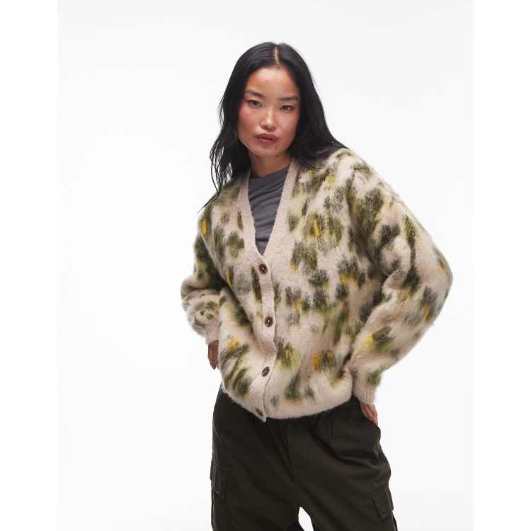 トップス MIX ANIMAL JACQUARD BRUSHED CARDIGAN 207110252-1-greenmulti?$n_750w