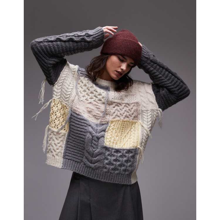 入荷now 安全 Topshop ASOS | multi in sweater patchwork oversized chunky knit トップス