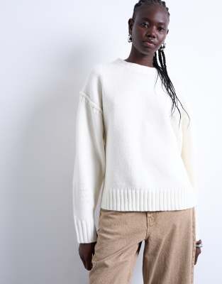 Topshop Knit Clean Exposed Seams Sweater In White