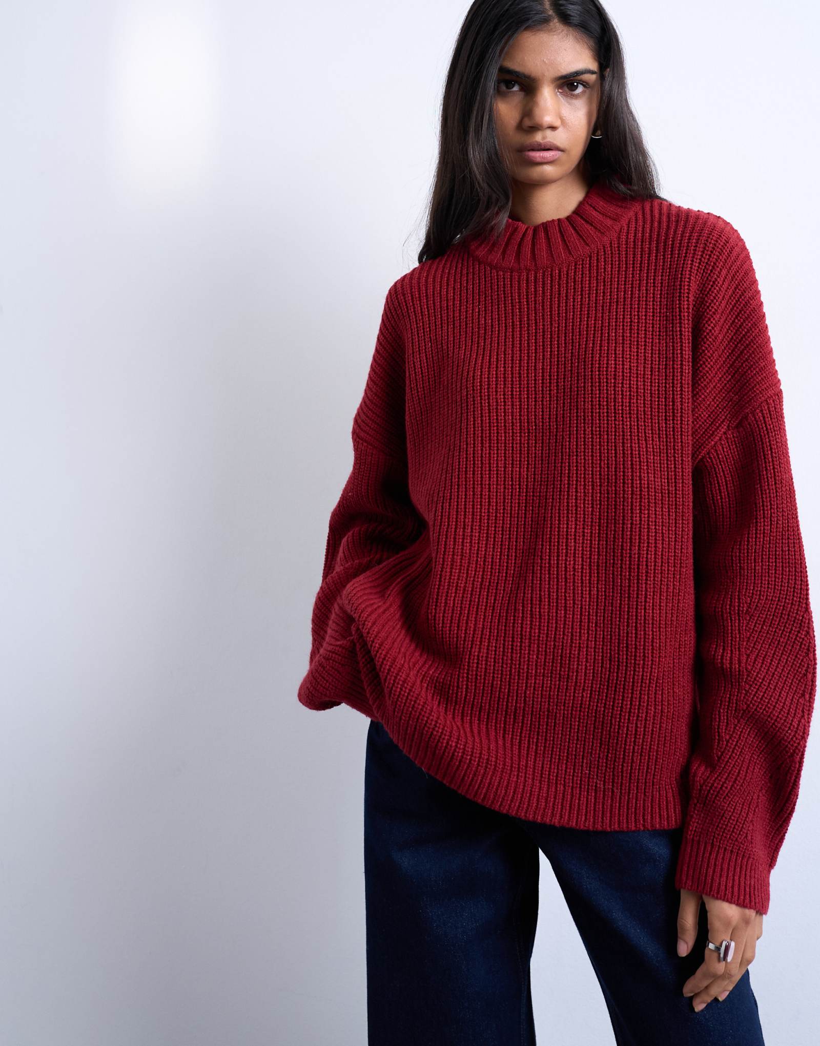 Чистый вязаный свитер Topshop до середины шеи цвета ржавчины
