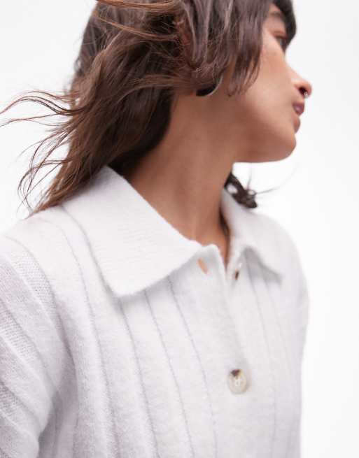 Topshop knit collared cardigan in ivory, 4 of 4