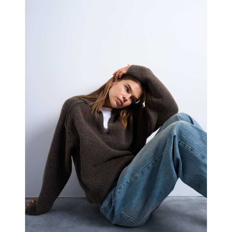 【TOPSHOP】トップショップ ニット Topshop textured knit tulip sweater in blue | ASOS