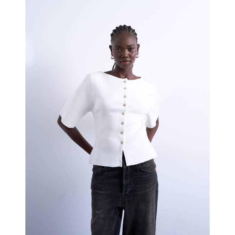 Topshop knit compact cardigan in ecru | ASOS