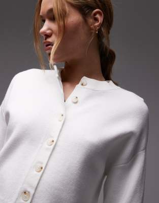 Topshop Knit Compact Ultimate Cardigan In White