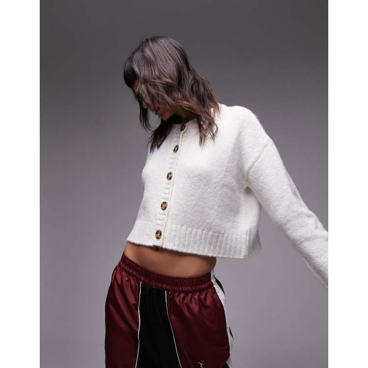 Topshop crew neck discount cardigan in ivory