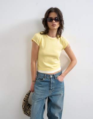 Topshop Knit Double Layer T-shirt In Yellow