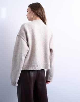 Topshop Knit Exposed Seams Relaxed Cardigan In White
