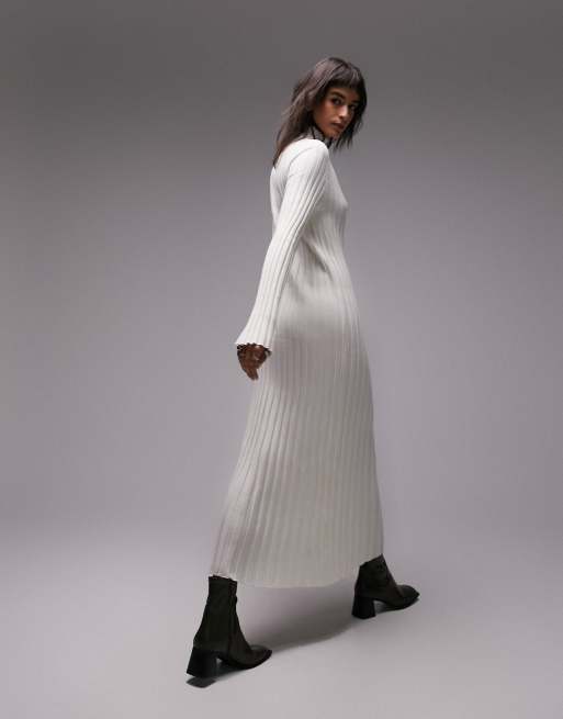 White ribbed maxi on sale dress