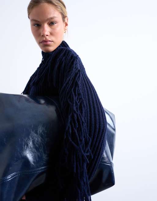 トップス 25SS HIGH GAUGE FRINGE PULLOVER KNIT yoeasy Women's Fringe Trim Turtleneck Long Seeve Sweater Knit