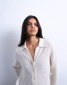 ASOS DESIGN oversized leather look collar jacket in brown check