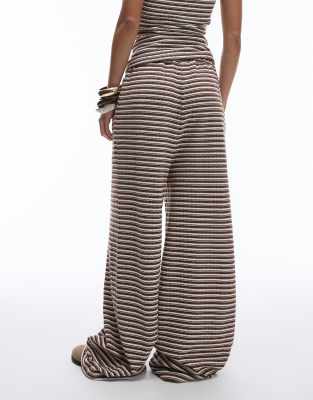 Topshop Knit Low Slung Striped Pants In Multi