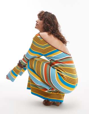 knit maxi dress with scoop back in multi stripe