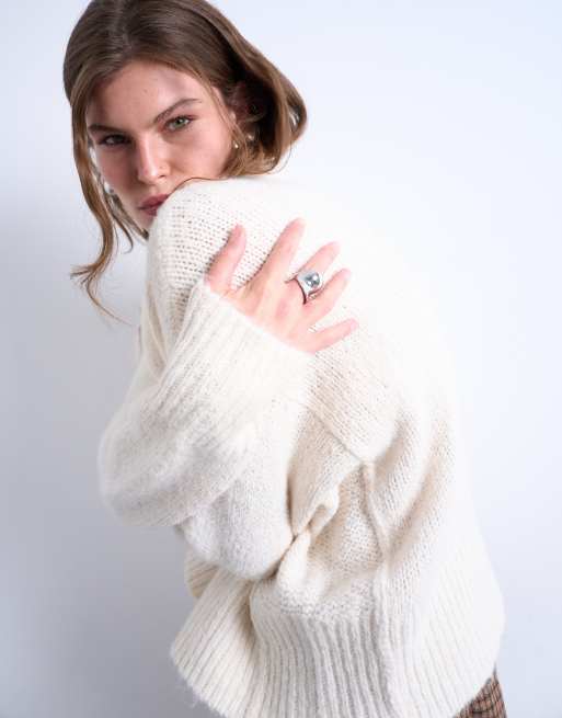 Topshop knit mid ultimate sweater in white