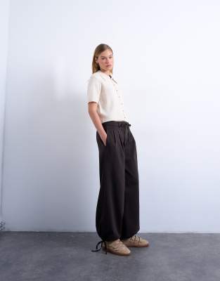 Topshop Knit Open Button Detail Cardigan In Neutral