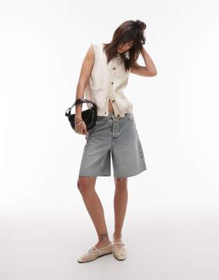 Topshop Knit Open Stitch Button Down Tank Top