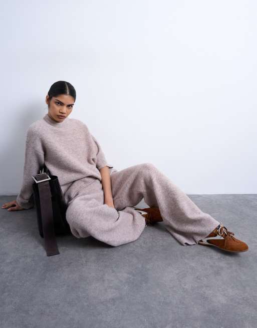 Topshop knit pants in beige - part of a set