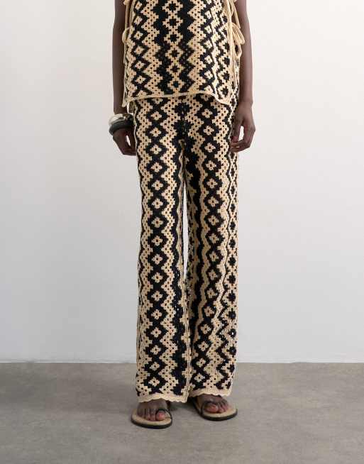 Topshop knit patterned crochet pants in black and beige - part of a set, 4 of 5