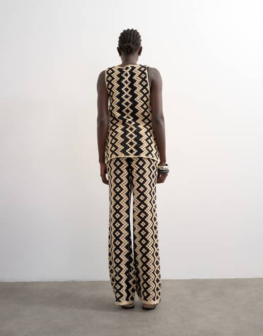 Topshop knit patterned crochet pants in black and beige - part of a set, 5 of 5