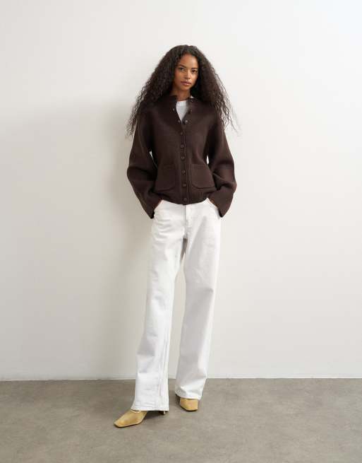 Topshop knit pocket front cardigan in brown, 2 of 4