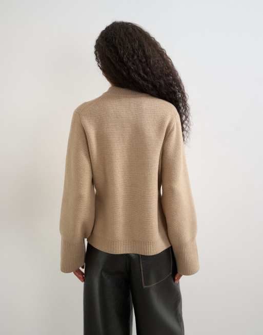 Topshop knit pocket front cardigan in oat, 2 of 4