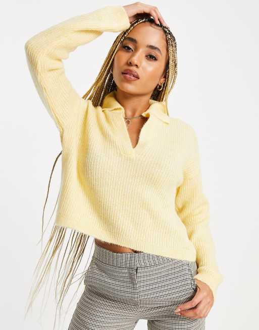 Yellow crop top store sweater