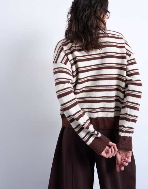 Topshop knit polo shirt in burgundy , 3 of 4