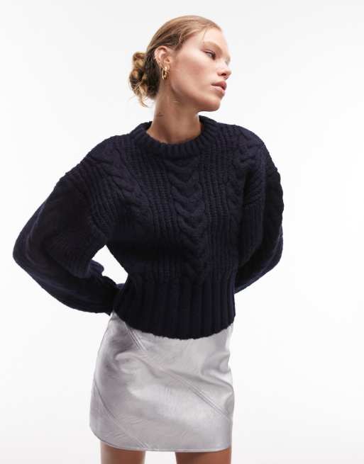 Topshop navy outlet jumper