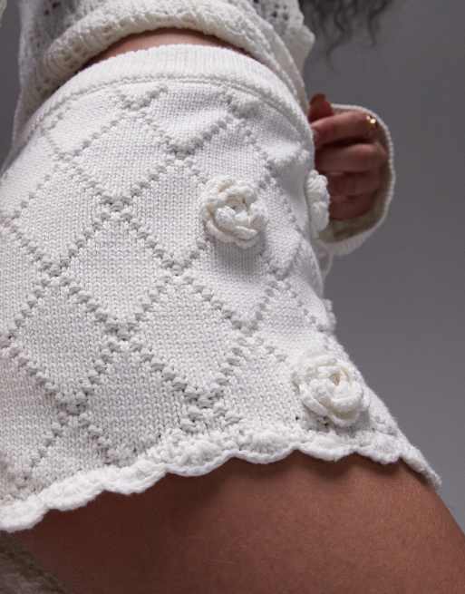 Topshop knit rose boyshorts in ivory