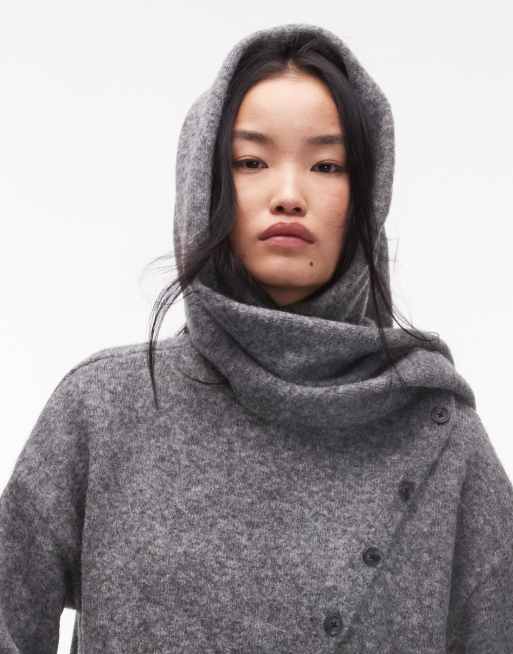 Topshop knit scarf oversized cardigan in gray ASOS