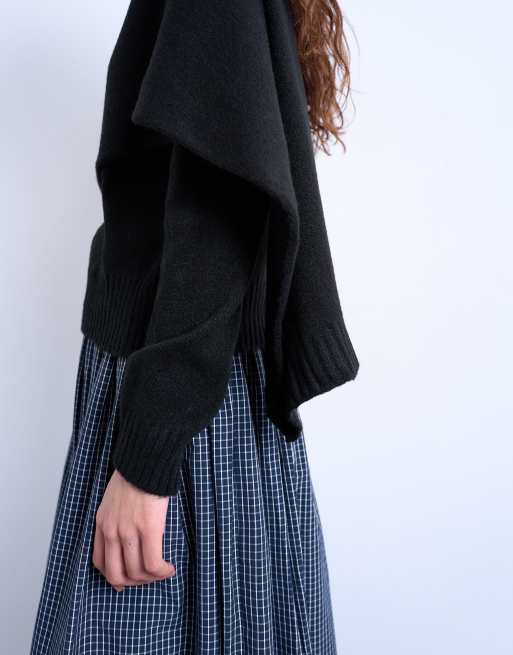 Topshop knit scarf sweater in black | ASOS